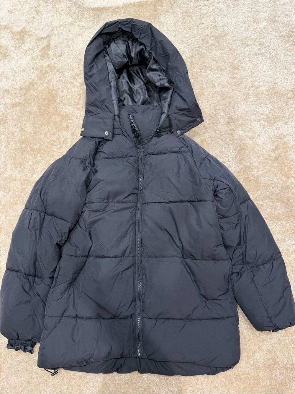 Black Hooded Puffer Jacket